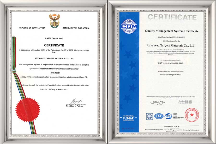 ISO 9001: 2015 & Patent Certificate